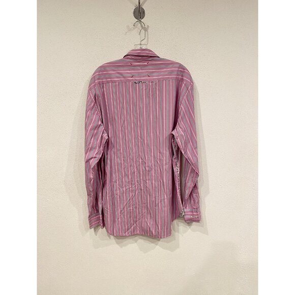 Robert Graham Shirt Mens XL Multi Stripe Button Up Blue Floral Embroidery - Picture 5 of 5